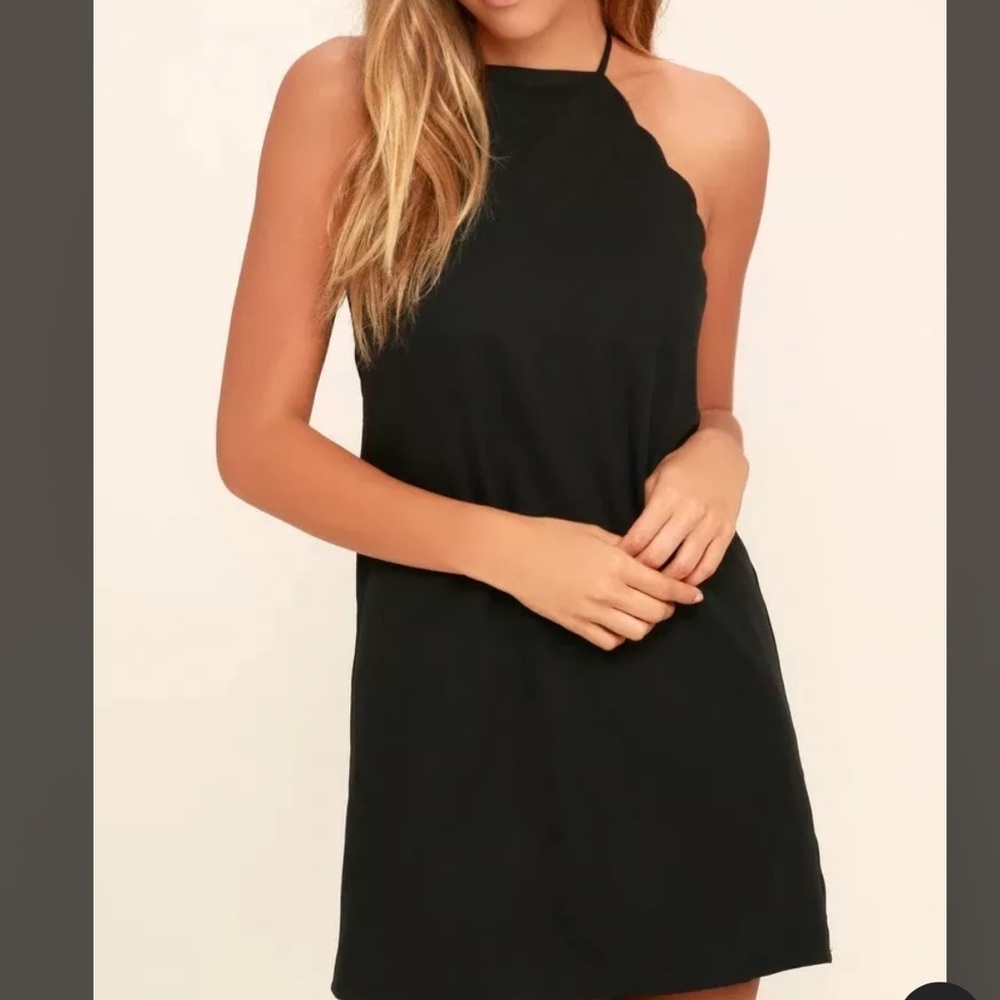 Lulu’s Black Scallop Mini Party Dress Size S